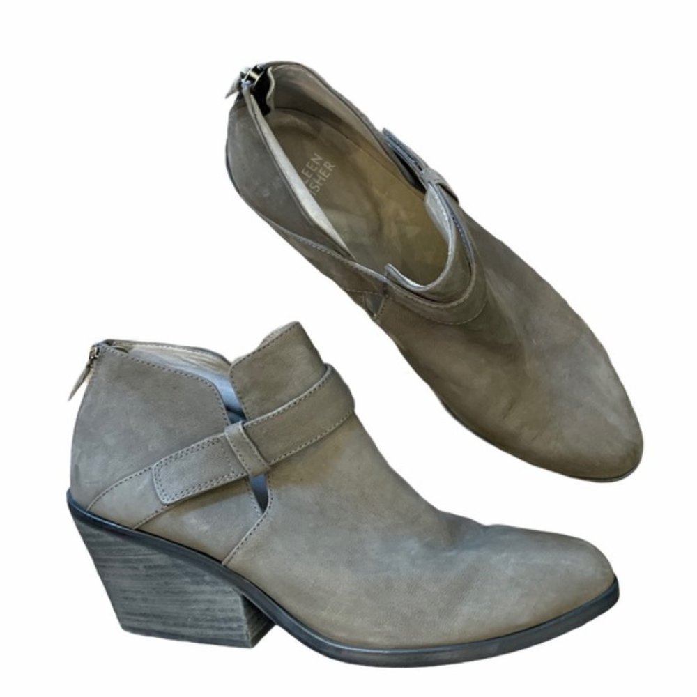 Eileen Fisher Derby Ankle Booties sz 10 Gray Suede
